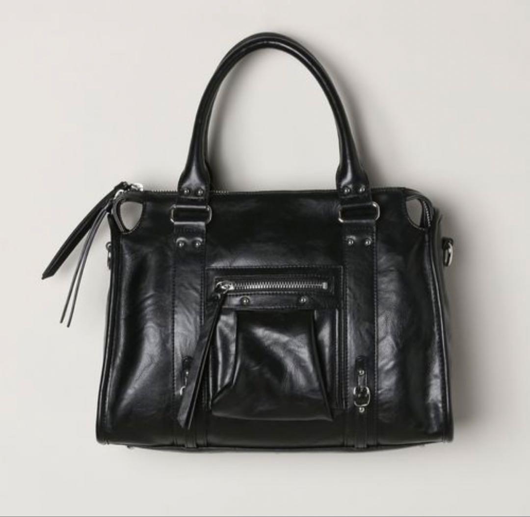 JEANASIS／アンティークフェイクレザーボストン　ブラック