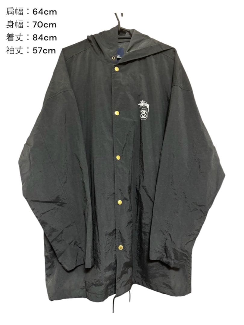 STUSSYステューシー　ブラックナイロンジャケット フード付き