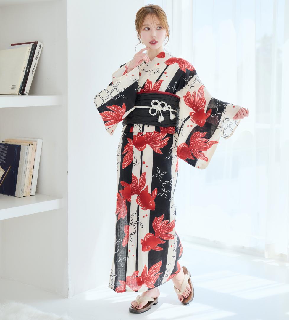 新品 浴衣 セット 浴衣セット ゆかた レディース 大人 金魚柄 Y5-17