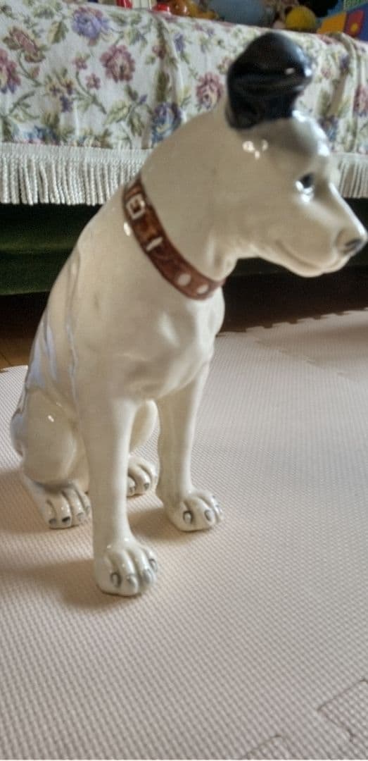 みーちゃんです。Victor ビクター 犬 ニッパー大き 陶器製 当時置物