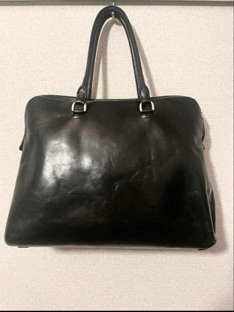 【希少型・本革】HIROFU ブラック　大きめハンドバッグ