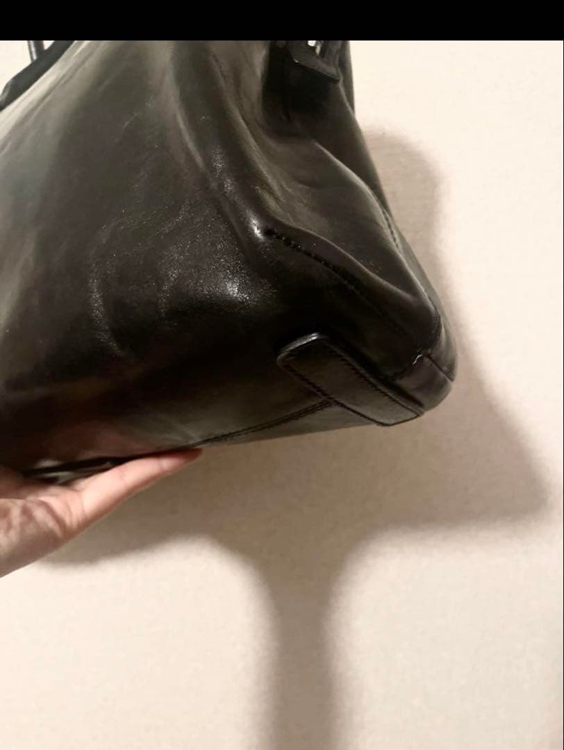 【希少型・本革】HIROFU ブラック　大きめハンドバッグ