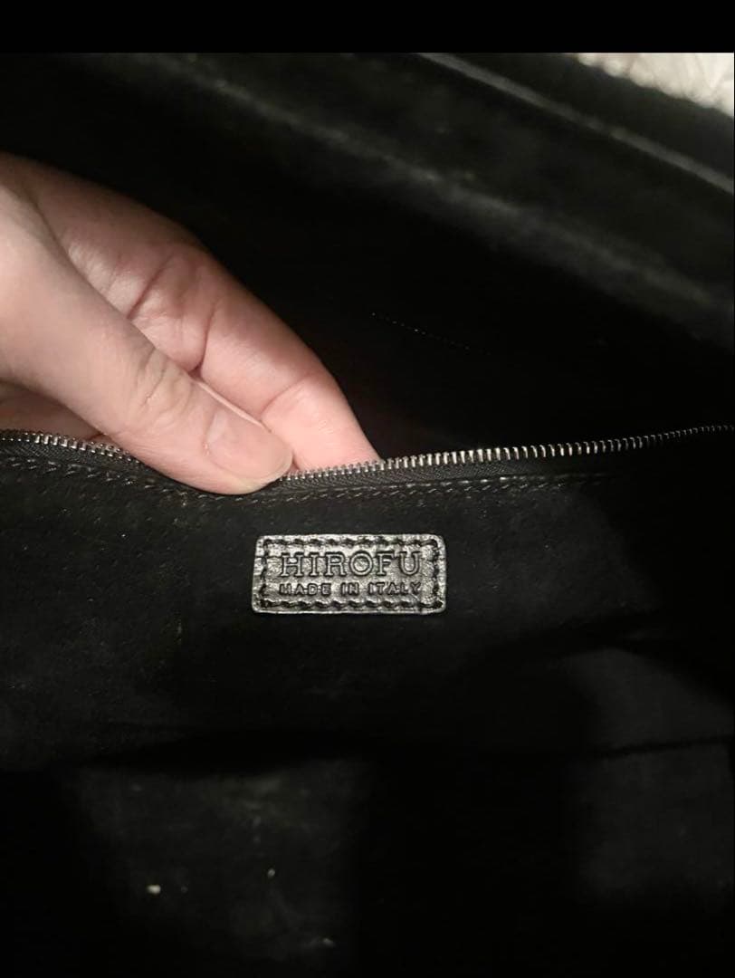 【希少型・本革】HIROFU ブラック　大きめハンドバッグ
