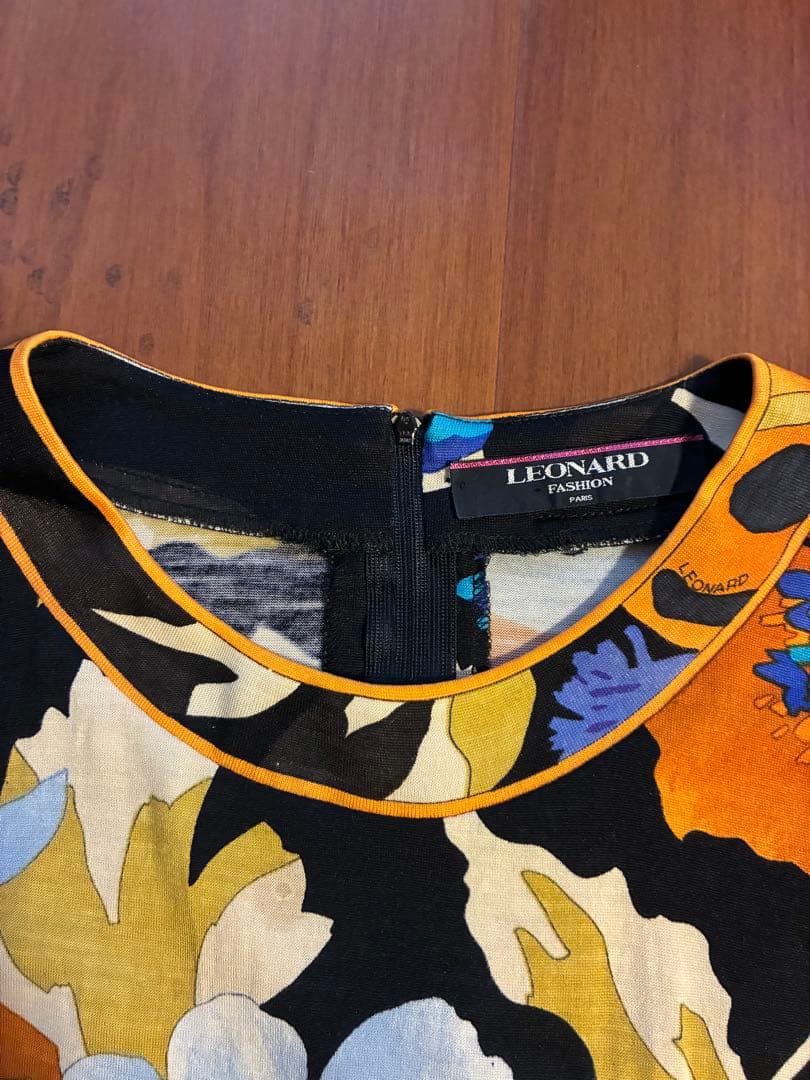 LEONARD 長袖ブラウス 花柄 シルク40% ウール60%