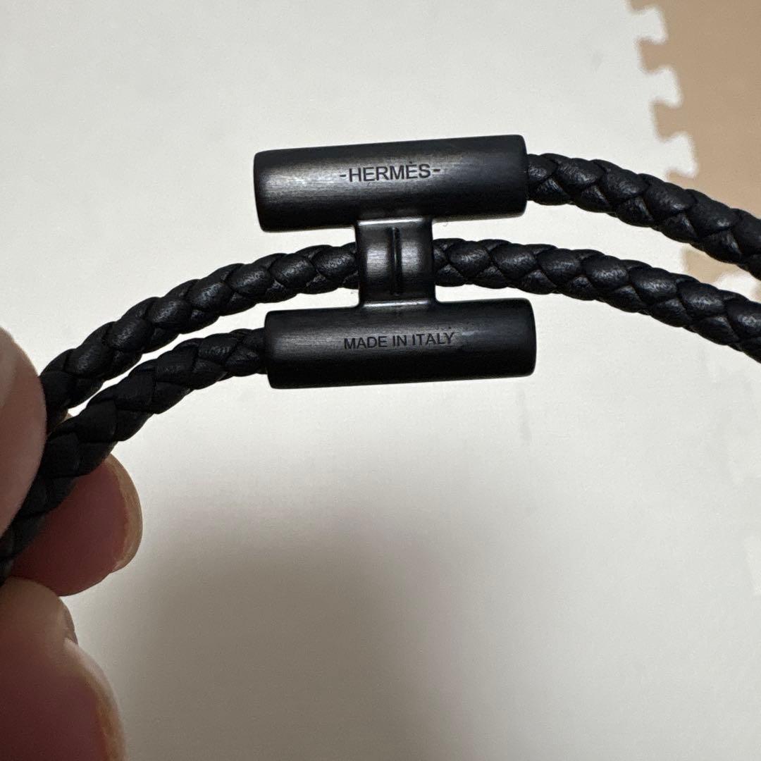 HERMES 編み込み ブラック ブレスレット