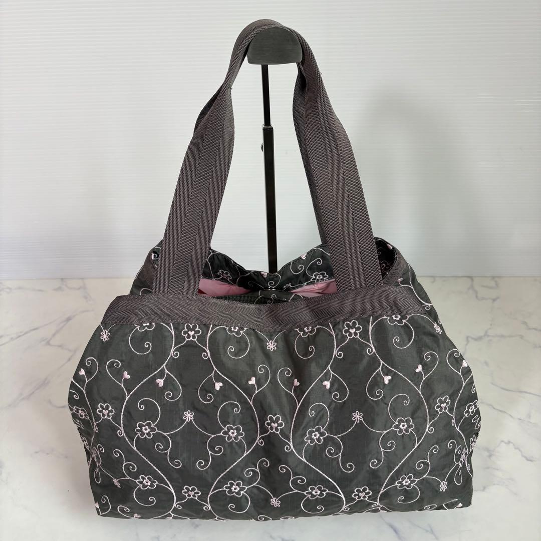 新品 レスポートサック ハワイ限定 グレー ヴァイン ハンドバッグ 刺繍