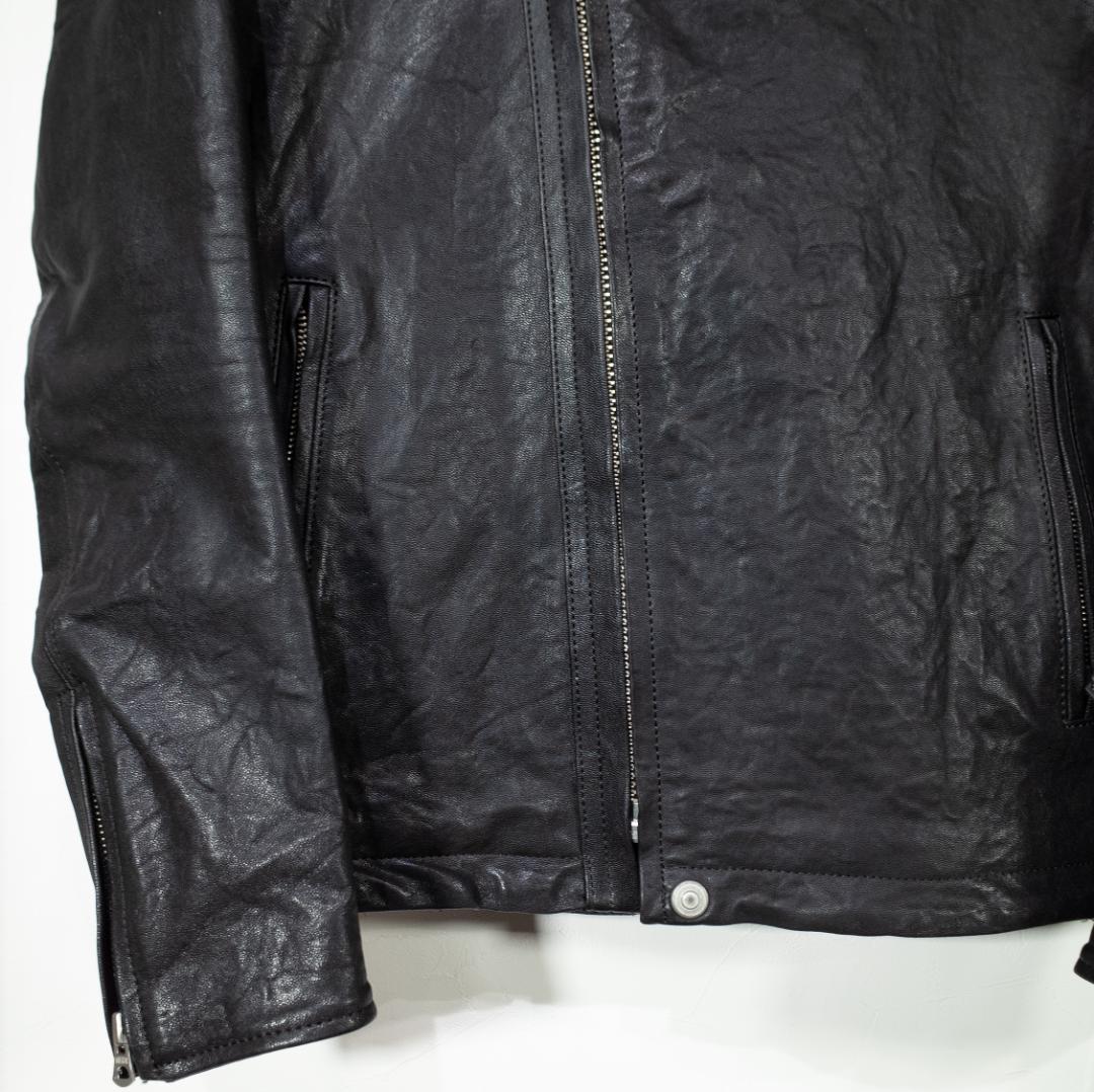 EGO TRIPPING ゴートレザー ライダースジャケット 48 黒 革ジャン