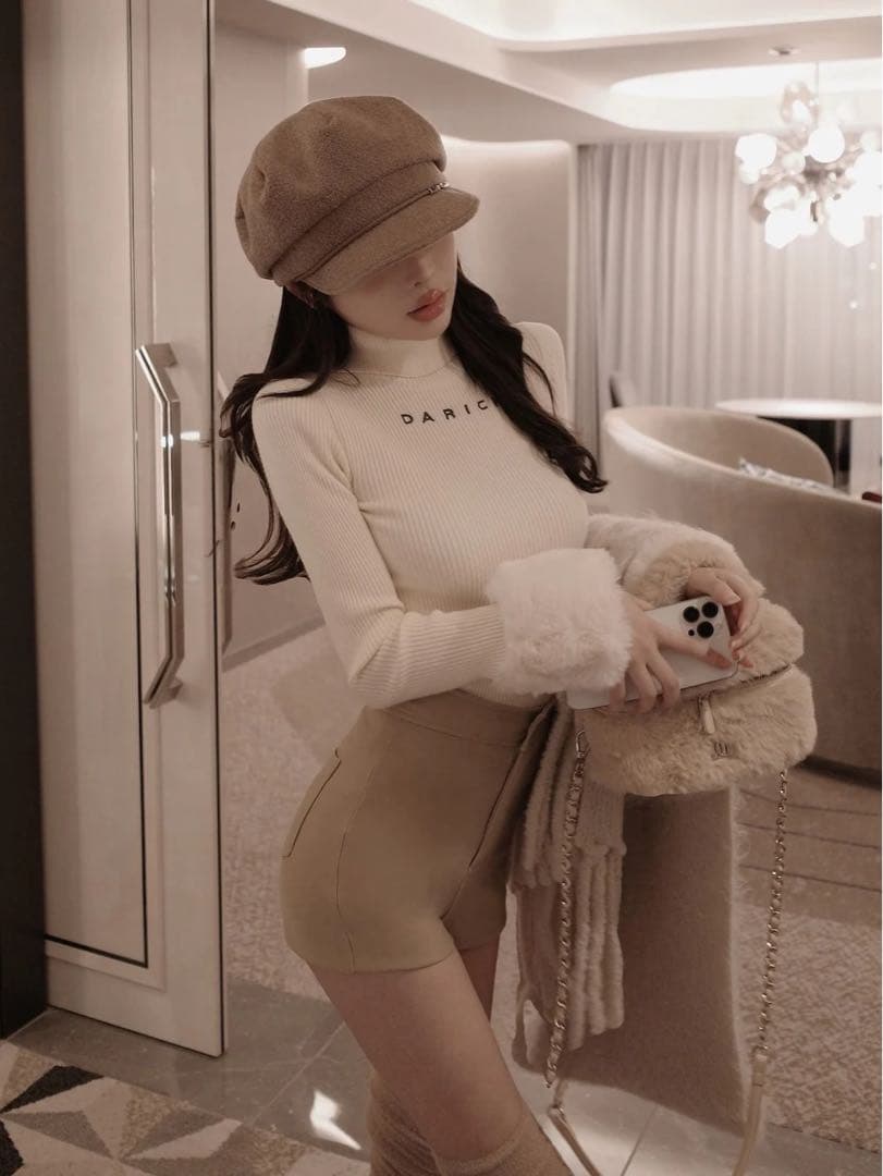 darich スムースファーリブニットトップス IVO