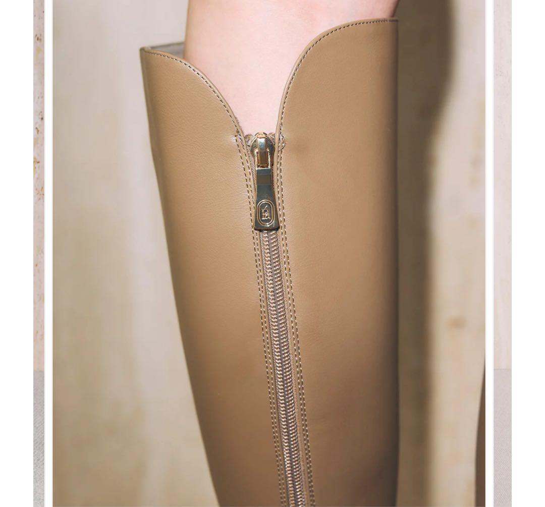 polaura ポローラ ロゴジップスクエアトゥロングブーツ