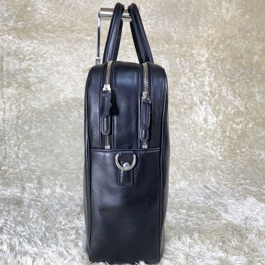 大容量 ビジネスレザーファクトリー ブリーフケース 黒 キャリーホルダー A4