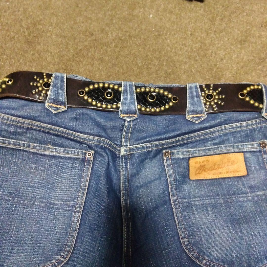 36inch HTC 茶芯 ピーナッツ レザー スタッズベルト ブラック