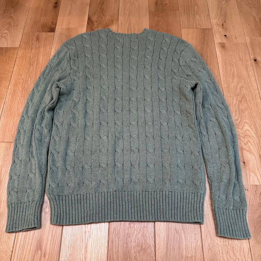 ラルフローレン　コットンケーブルセーター　レディースM相当　セージグリーン