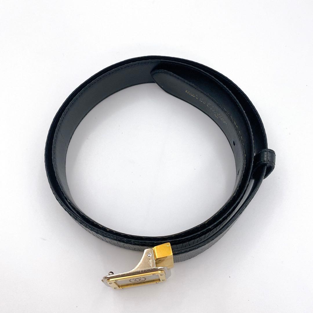 Cartier カルティエ サントス リザード 型押し レザー ベルト ブラック