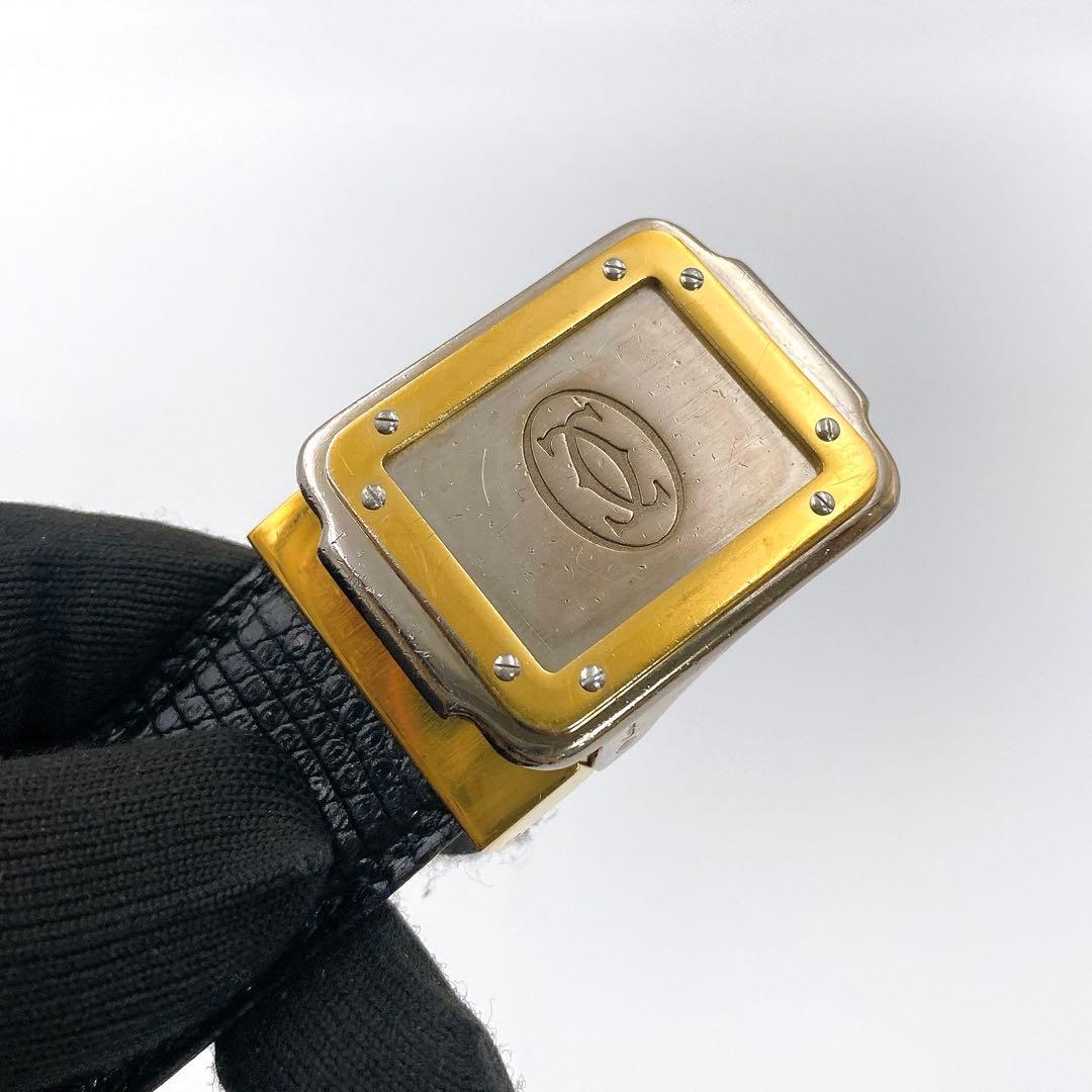 Cartier カルティエ サントス リザード 型押し レザー ベルト ブラック