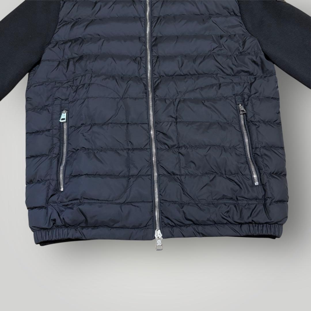 極美品　MONCLER レザーパッチ　ハイブリッド　ニットダウンジャケット　黒