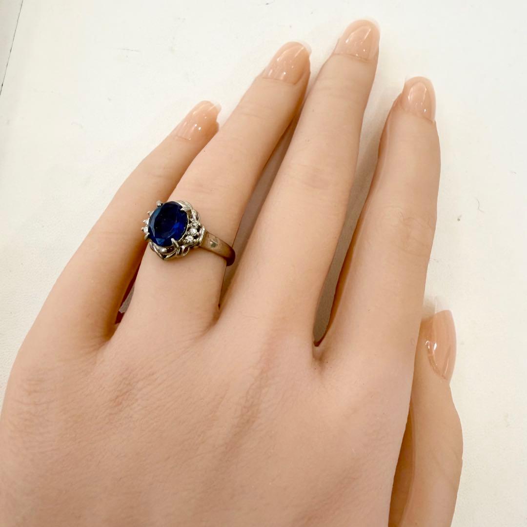 Pt900 ブルーサファイア 2.263ct ダイヤ 0.10ct リング