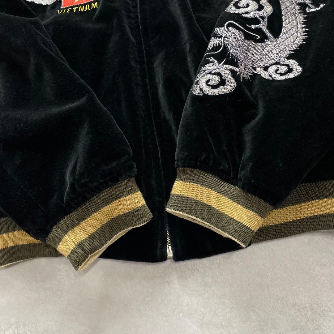 希少✨TEDMAN テッドマン刺繍 別珍 リバーシブル スカジャン 黒青 L