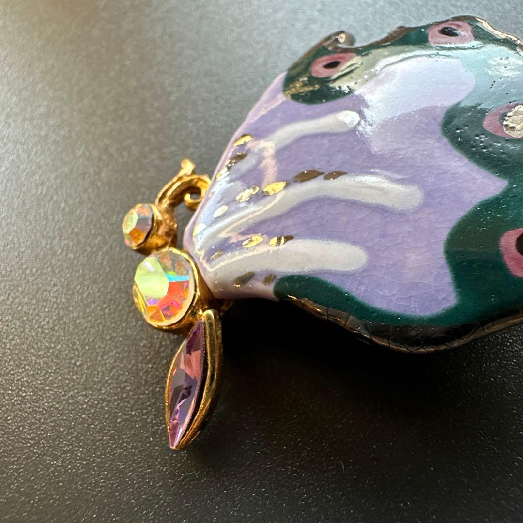 【vintage】訳あり　クリスチャンラクロワ　エナメル蝶ブローチ