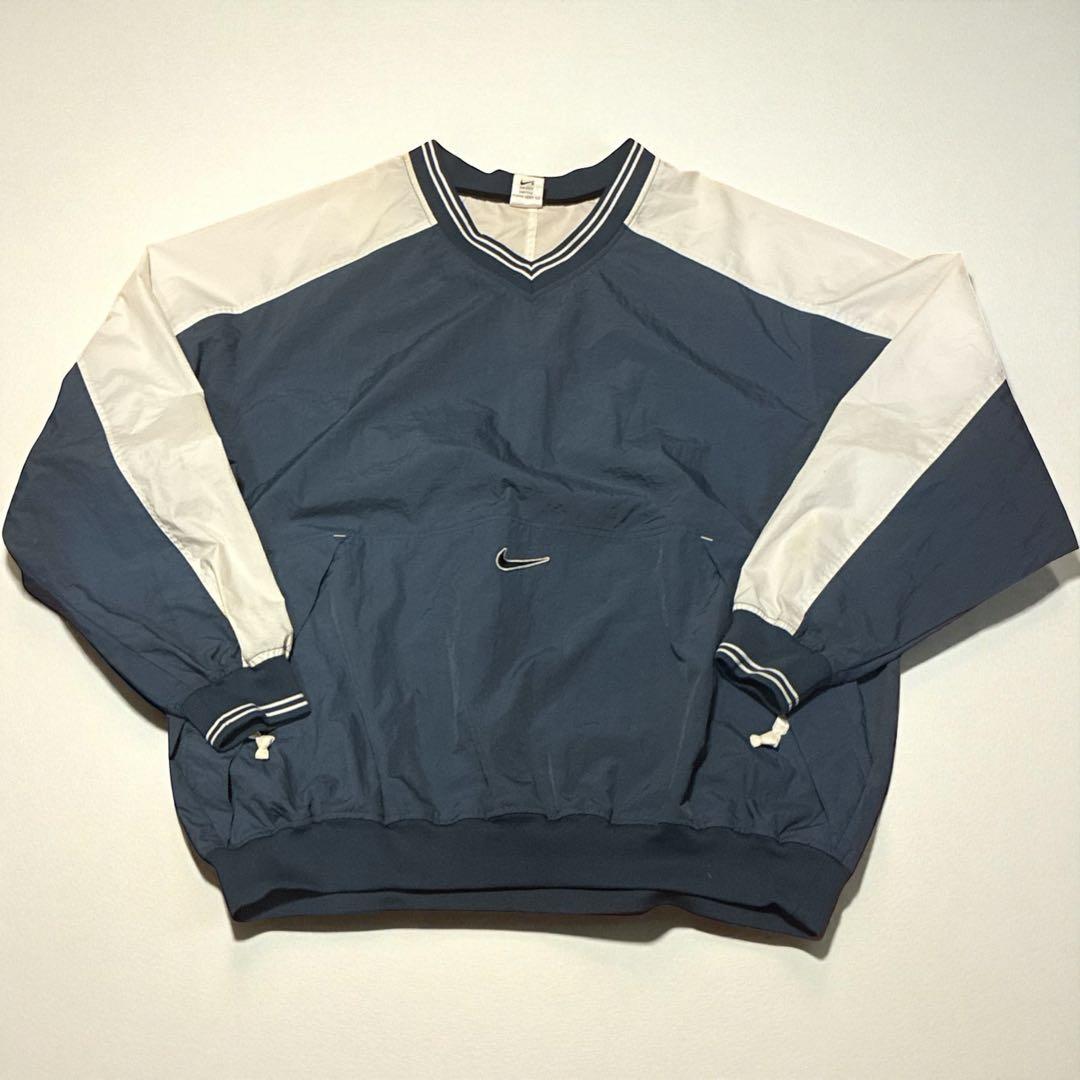 希少XXL 90s ナイキ NIKE ナイロンプルオーバー 刺繍ロゴ　白タグ
