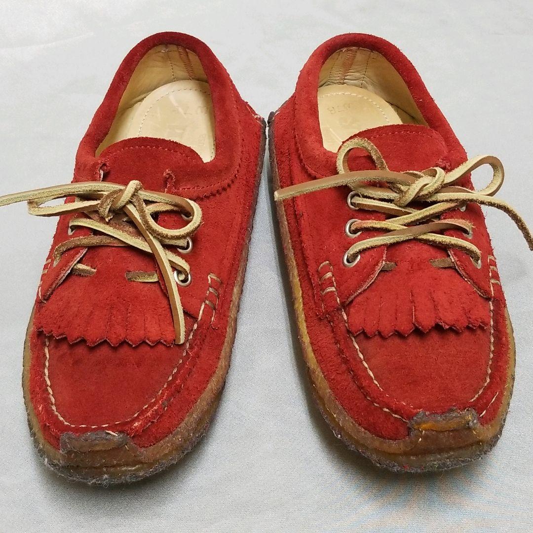 秋冬 ユケテン モカシン クレープソール シューズ 赤 YUKETEN 24