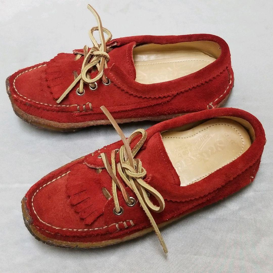 秋冬 ユケテン モカシン クレープソール シューズ 赤 YUKETEN 24