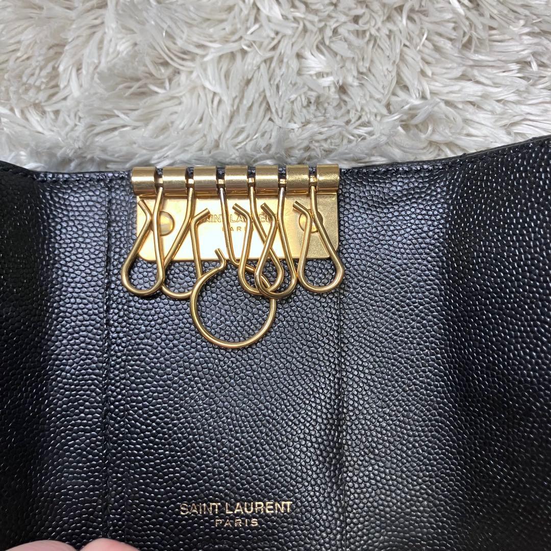 美品✨サンローラン 6連キーケース カサンドラ キャビアスキン キルティング