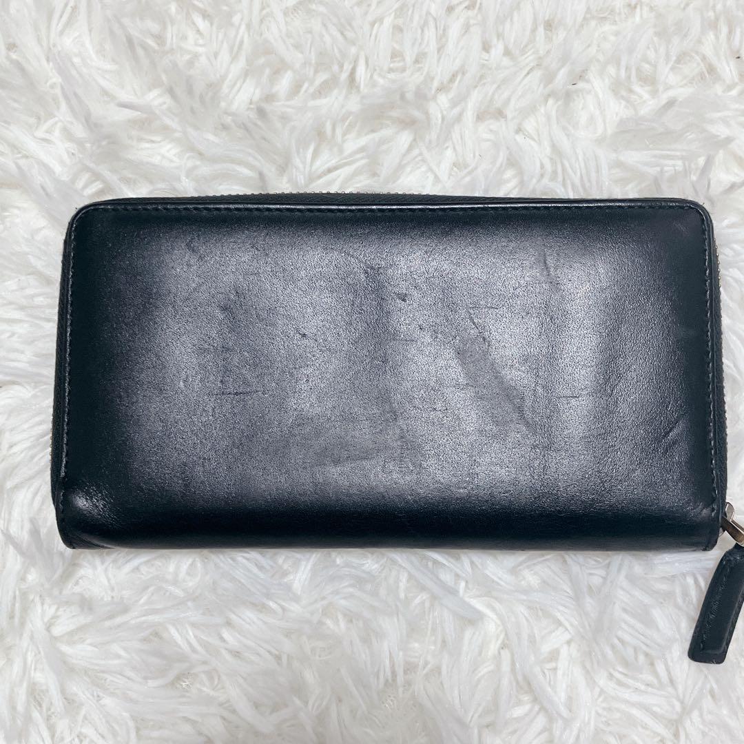 希少ミケーレ期 グッチ 長財布 ラウンドファスナー スネーク レザー ブラック