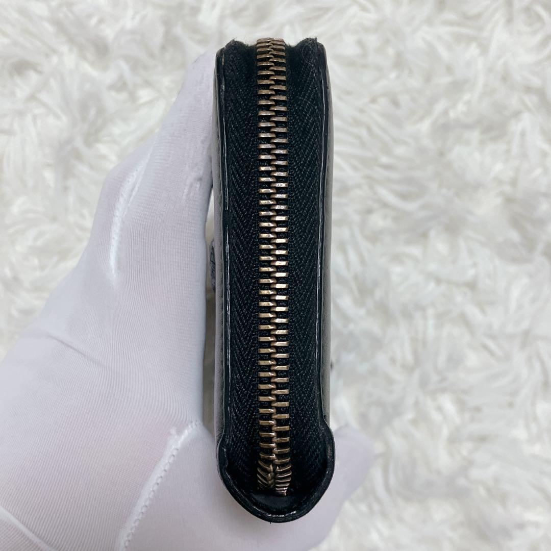 希少ミケーレ期 グッチ 長財布 ラウンドファスナー スネーク レザー ブラック