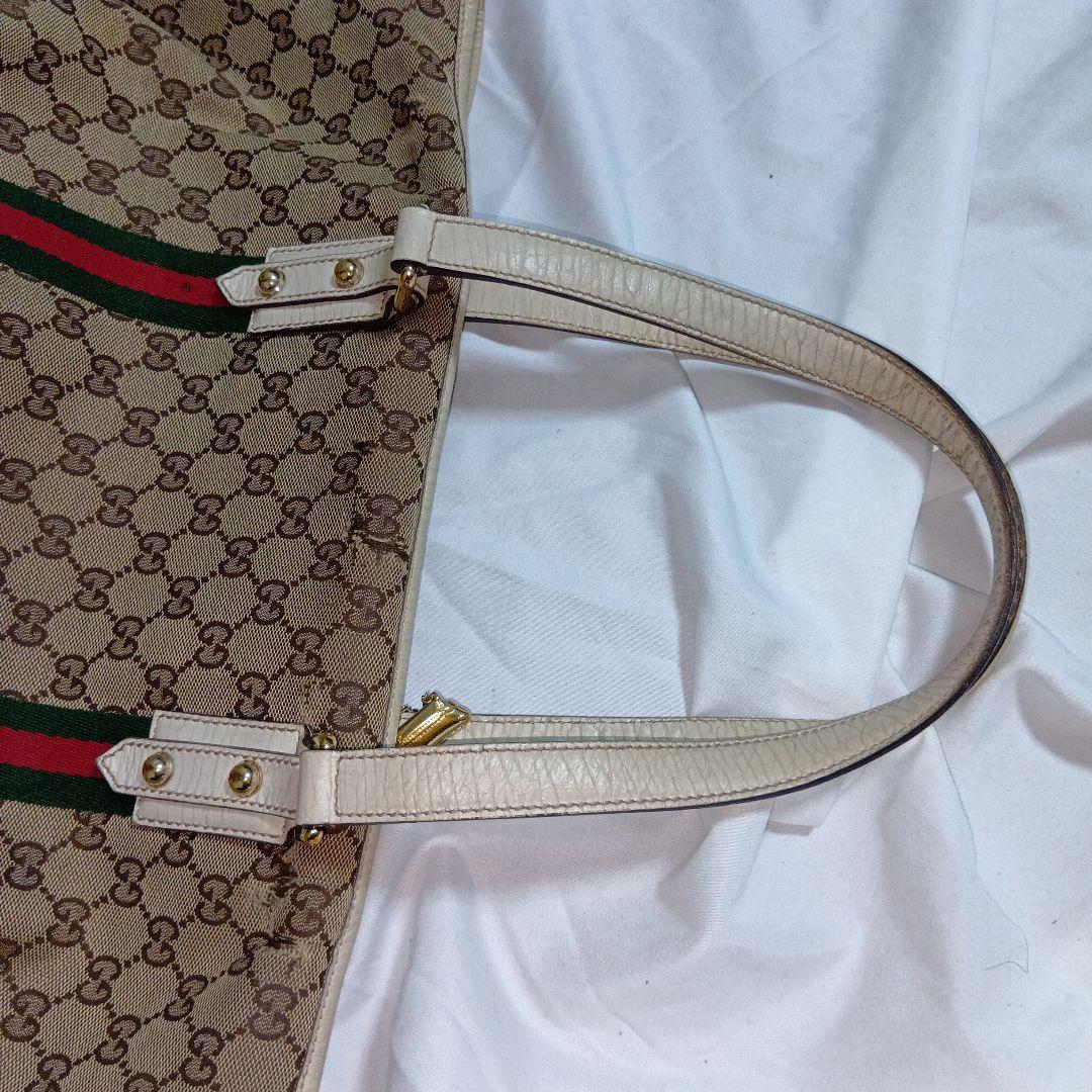 GUCCI　グッチ　シェリー　gg　キャンバス　レザー　トートバッグ