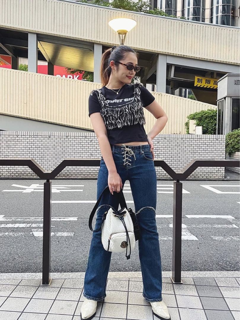 新品タグ付　LAGUAGEM FRONT LACE UP FLARE DENIM