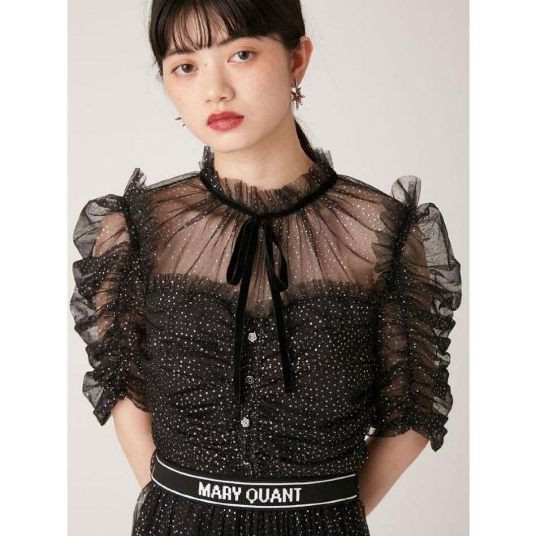 【LILY BROWN×MARY QUANT】ベルト付きドットチュールドレス
