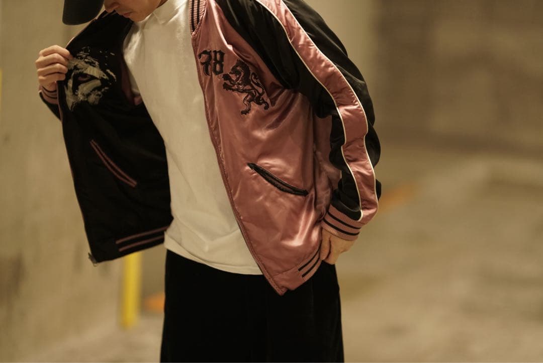 DIESEL ウルフ/ライオン 刺繍 リバーシブル スカジャン ディーゼル L