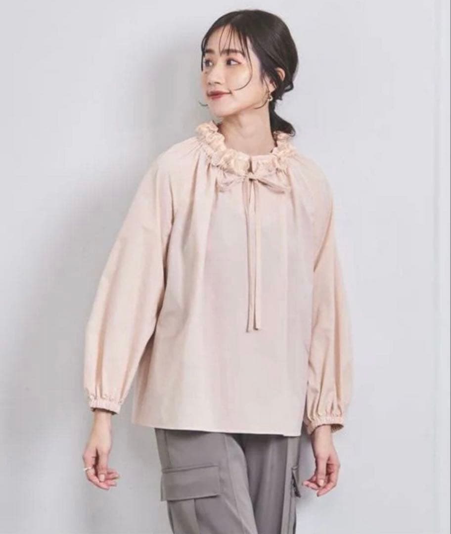 ユナイテッドアローズUNITED ARROWS オーガンジーフリルリボンブラウス