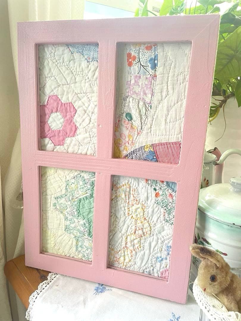 まろ様確認用になります。アンティークキルト窓枠フレームリバーシブル·͜· ♡
