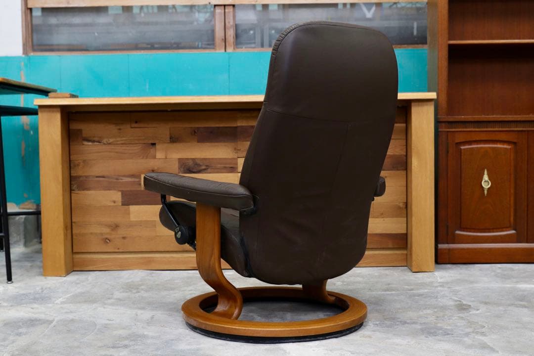 GMHS357○EKORNES / エコーネス コンサル ブラウン 本革 リクラ