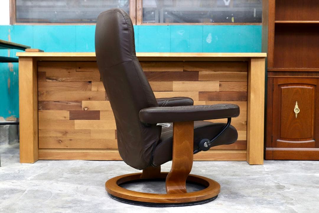 GMHS357○EKORNES / エコーネス コンサル ブラウン 本革 リクラ