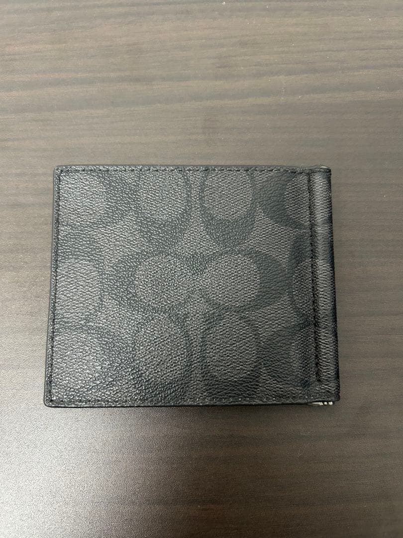 COACH ブラックレザー マネークリップ