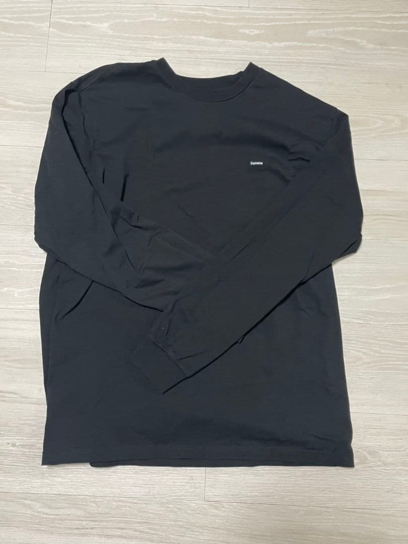 Supreme ブラック ロングTシャツスモールボックスロゴ