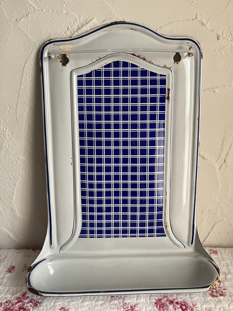 値下げ☆アンティーク BB社のホーローのレードルラック　ブルー