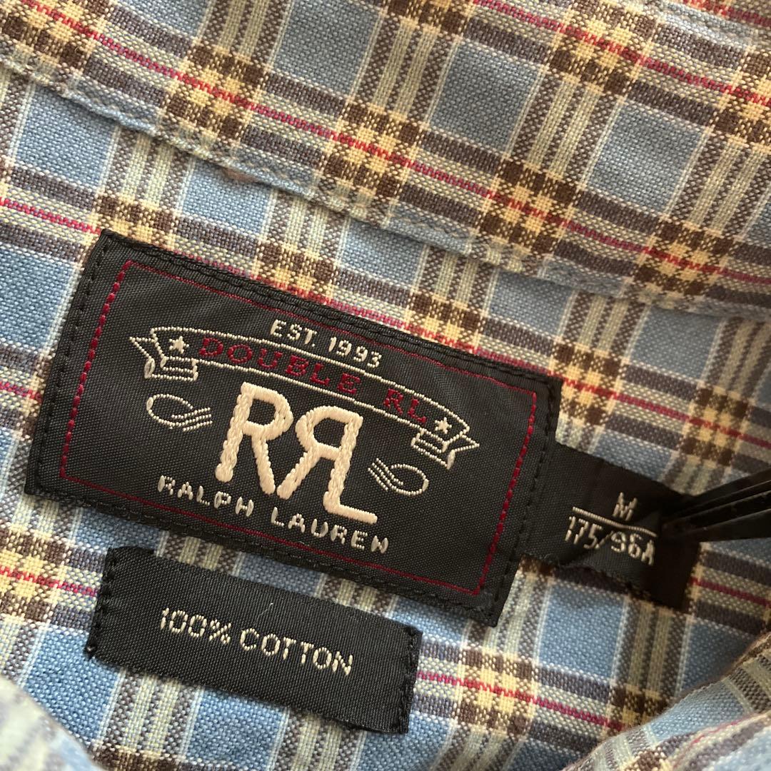 RRL ダブルアールエル　長袖シャツ　チェック　水色　Mサイズ