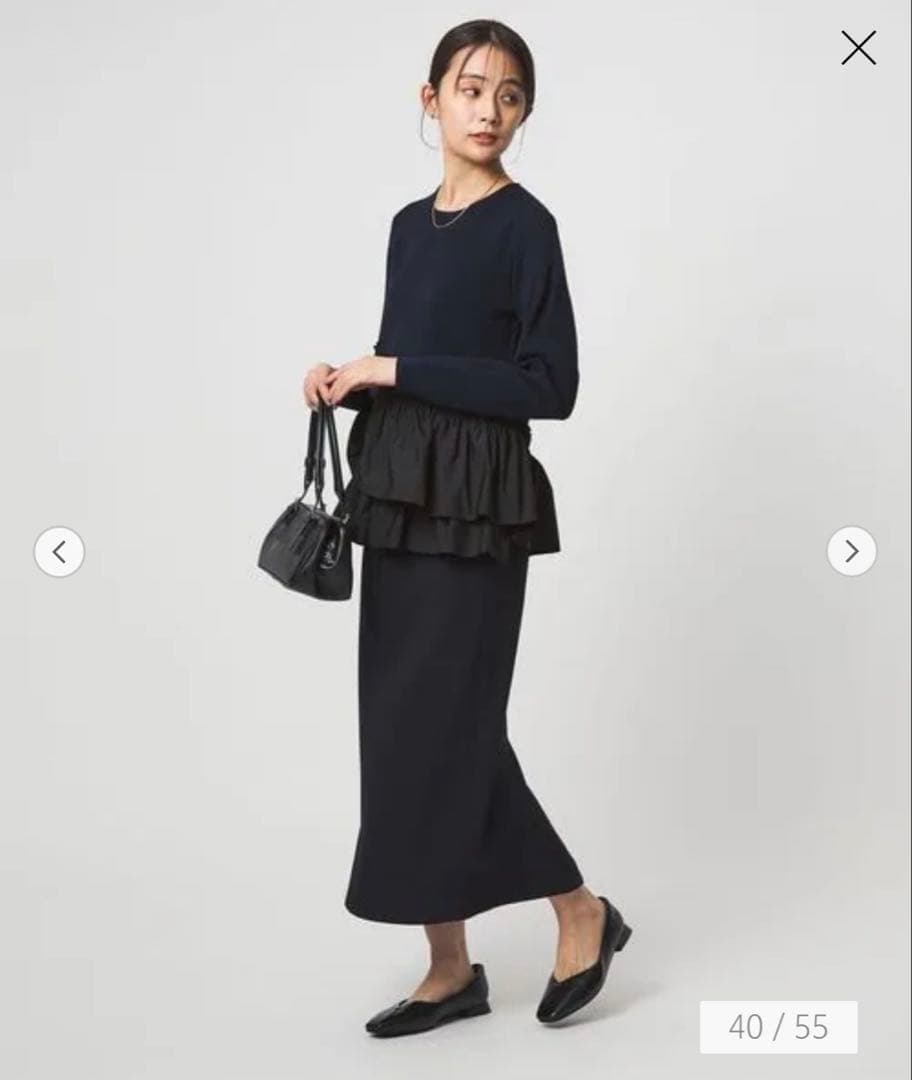 タフタ ドッキング ペプラム プルオーバー ニット ウォッシャブル