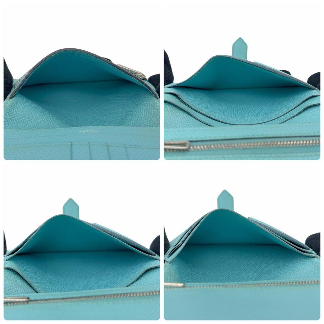 【極美品】エルメス べアンコンパクト ブルージーン T刻印 シルバー 折り財布