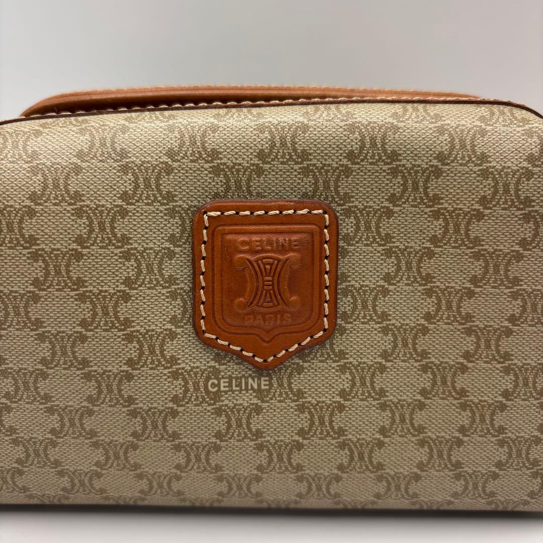 CELINE ポーチ　トリオンフ　マカダム　ベージュ　ブラウン　キャメル　レザー