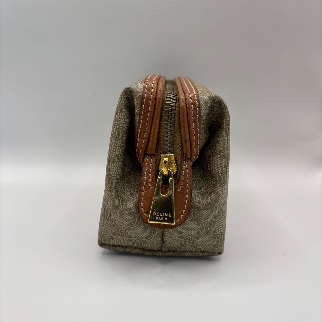 CELINE ポーチ　トリオンフ　マカダム　ベージュ　ブラウン　キャメル　レザー