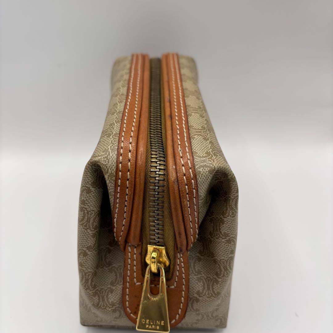 CELINE ポーチ　トリオンフ　マカダム　ベージュ　ブラウン　キャメル　レザー
