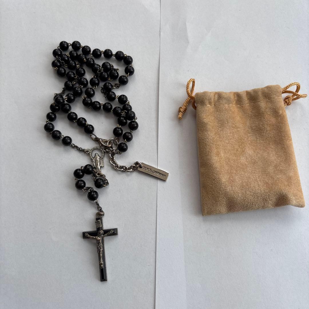 ドルガバ　黒いビーズのロザリオネックレス