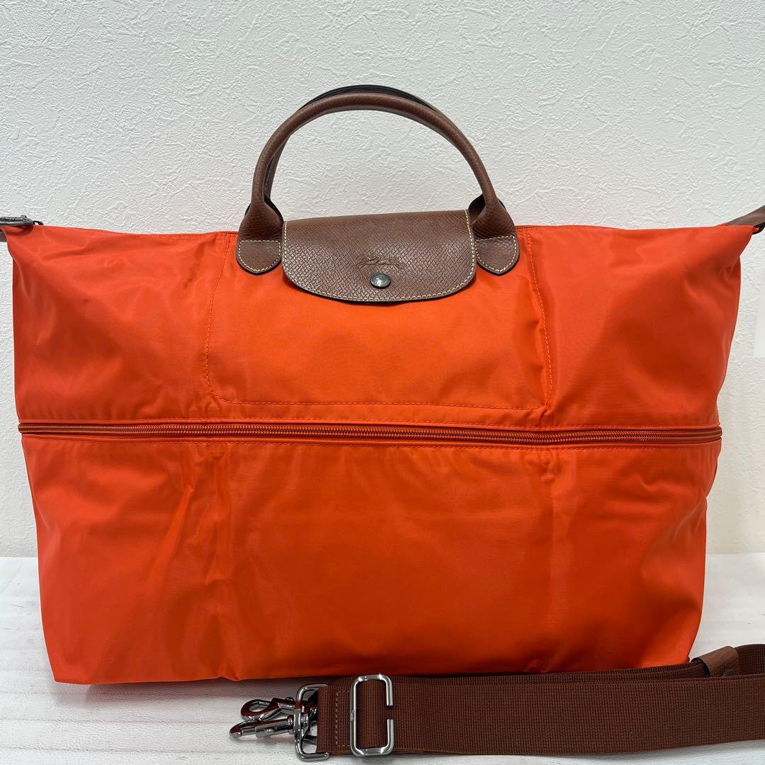 336 LONGCHAMP ロンシャン ボストンバッグ 2way オレンジ系