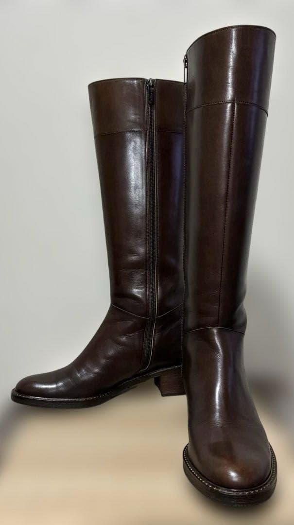 REGAL リーガル 本革 ロングブーツ ファスナー付き ダークブラウン24cm