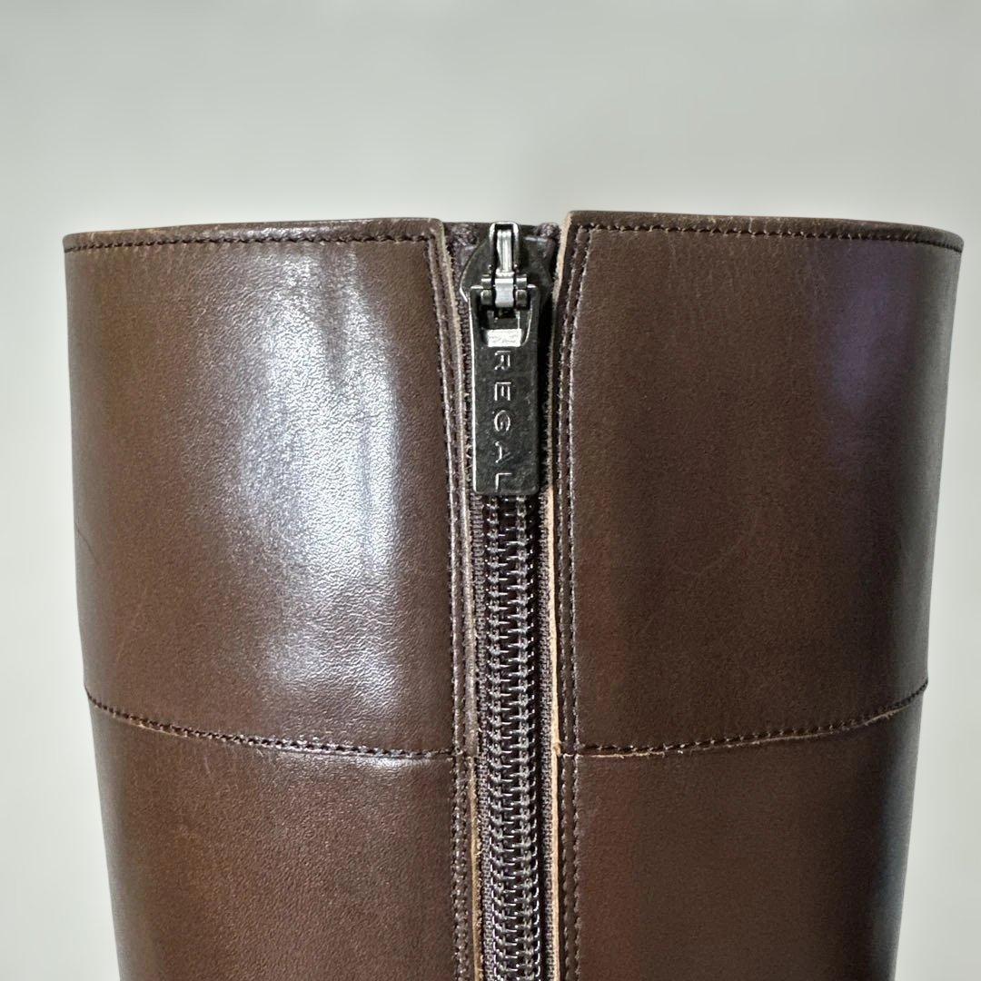 REGAL リーガル 本革 ロングブーツ ファスナー付き ダークブラウン24cm