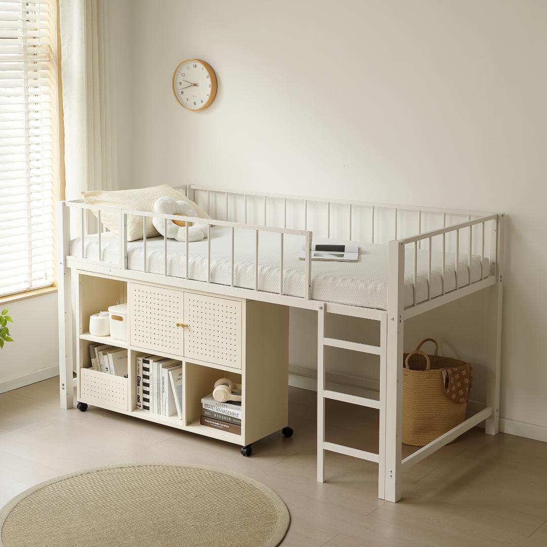 最後1セット！ロフトベッド（S） 高さ110cm下収納 省スペース　WHITE